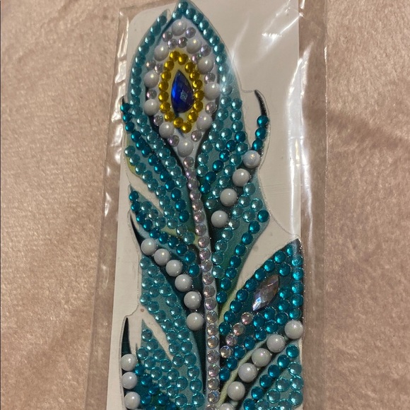 Handmade Dimond Peacock Feather Bookmark - Picture 3 of 12